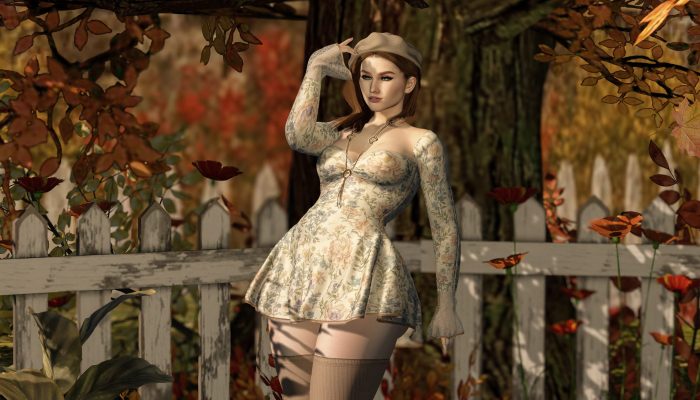 Avatar leaning on a rock with autumn leaves