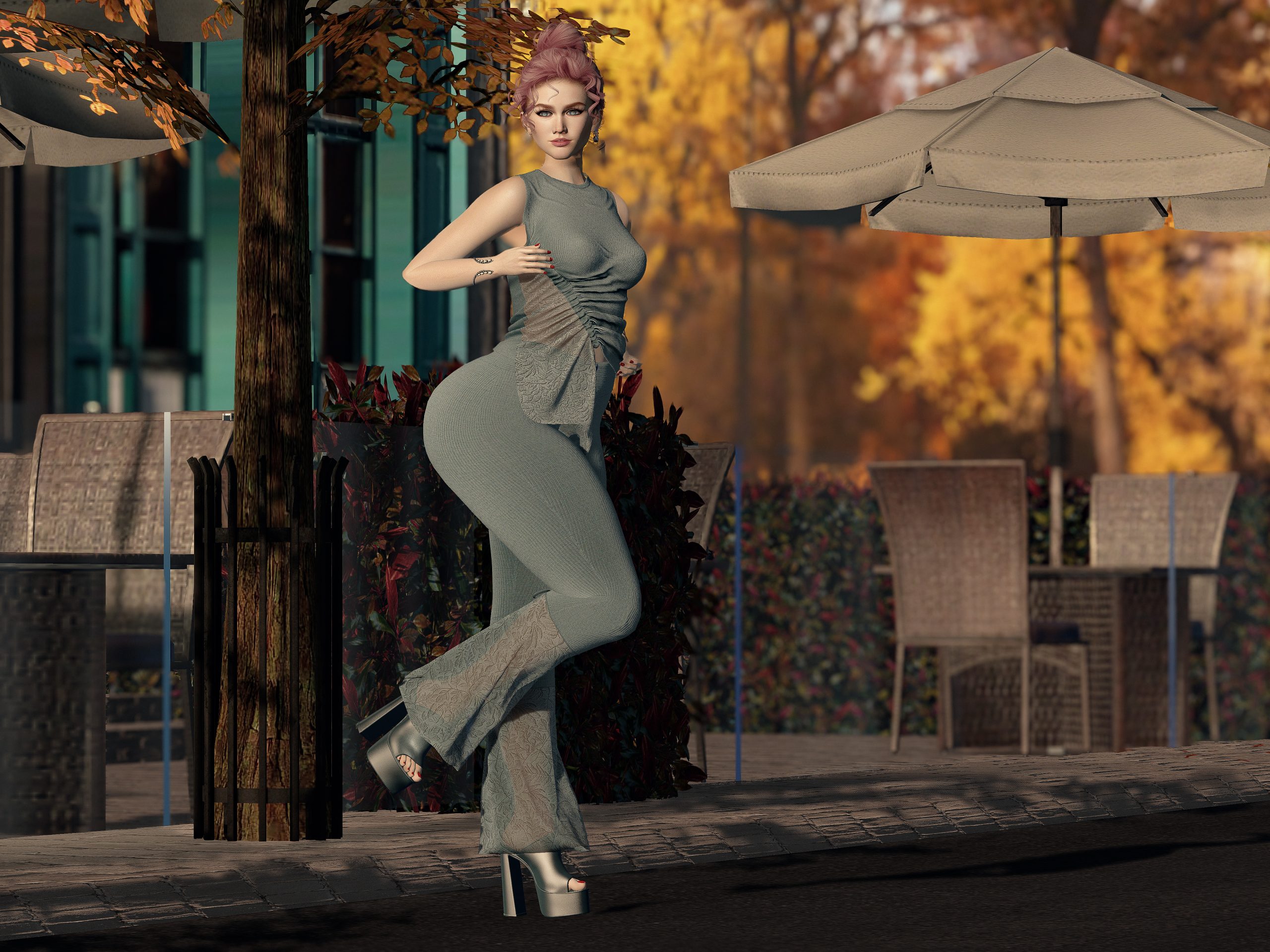 Autumn Outfit Set by AVAgirl Anika Whiskers wears the Autumn Outfit by AVAgirl in Secondlife