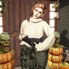 Whispers on the Porch – A Black Cat and an Autumn Evening